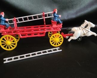 Cast Iron Horse Drawn Ladder Fire Truck