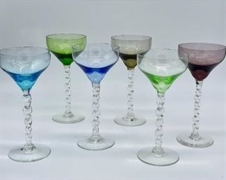 Group of Vintage Colored Glass Stemware