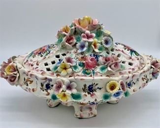 Capodimonte Style Covered Bowl