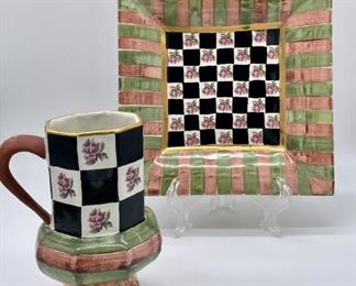 Mackenzie Childs Mug Vase & Platter