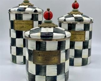 Set of 3 Mackenzie Childs Kitchen Cannisters