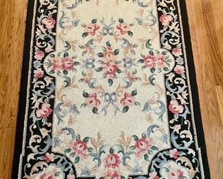 Hooked Floral Wool Rug