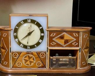 Inlaid Mantle Clock with Vintage Teletron Dial