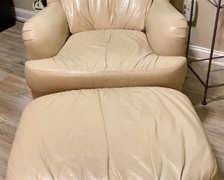 Leather Arm Chair & Ottoman