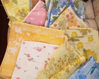 tons of vintage sheets and linens