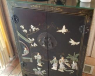 Oriental lacquer ware and Mother Of Pearl chest