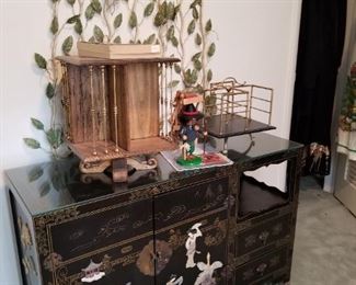 Oriental chest, lacquer ware and inlay