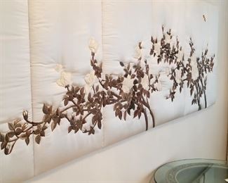 Oriental silk wall hanging