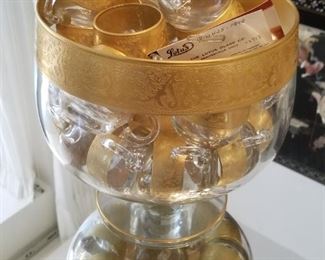 Lotus Glass punch bowl and cups set