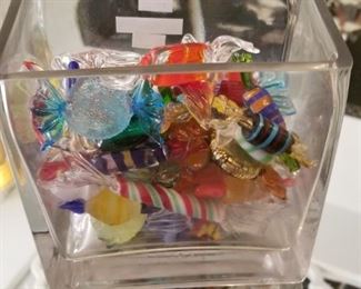 Venetian glass candy and container