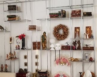 Fabulous Abstracta shelving unit, chrome and glass.