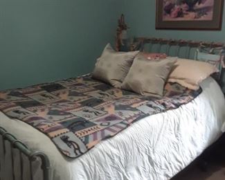 Verdigris sleigh bed