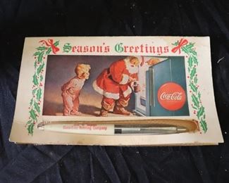 Vintage Coca-Cola  Christmas Card from Bottler with Pen 