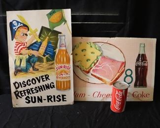 Vintage Coca-Cola & Sun Rise Signs 