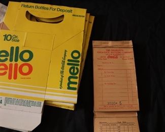 Vintage  Coca Cola  Salesman's Receipt Book and Mello Yello Bottle Carrier