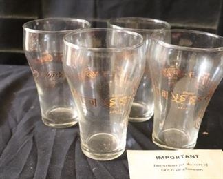 Vintage 22k Gold Olympic Coca-Cola Glasses 