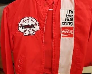 VINTAGE BONNER MED RED WHITE COCA COLA WINDBREAKER RACING JACKET COKE REAL THING