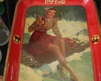 VINTAGE 1941 COCA-COLA Winter Ice  "ICE SKATING" TRAY 