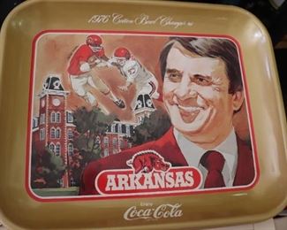 Coca-Cola Coke Arkansas Razorbacks 1976 Cotton Bowl Champions metal tray