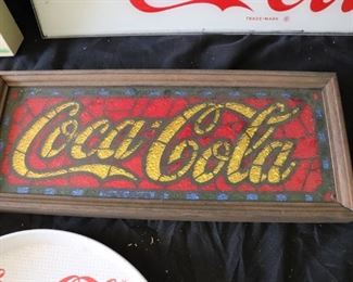Vintage Coca-cola  stained glass framed