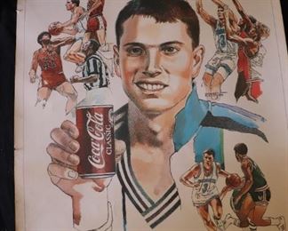 Vintage Hand Signed Limited Edition Charlotte Hornets Rex Chapman Coca-cola Poster 
