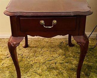 10______$350 
Ethan Allen Table set 2 sides & 1 coffee table&nbsp;
side tables  • 23high 22wide 27deep 
glass four panel table  • 18high 50wide 38deep 