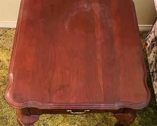 10______$350 
Ethan Allen Table set 2 sides & 1 coffee table&nbsp;
side tables  • 23high 22wide 27deep 
glass four panel table  • 18high 50wide 38deep 