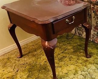 10______$350 
Ethan Allen Table set 2 sides & 1 coffee table&nbsp;
side tables  • 23high 22wide 27deep 
glass four panel table  • 18high 50wide 38deep 