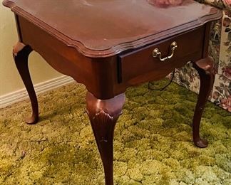 10______$350 
Ethan Allen Table set 2 sides & 1 coffee table&nbsp;
side tables  • 23high 22wide 27deep 
glass four panel table  • 18high 50wide 38deep 