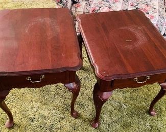 10______$350 
Ethan Allen Table set 2 sides & 1 coffee table&nbsp;
side tables  • 23high 22wide 27deep 
glass four panel table  • 18high 50wide 38deep 