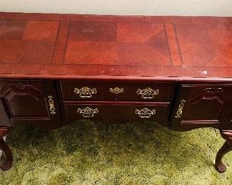  29______$250 
Sideboard inlaid with brass Chippendale style hardware
  • 33high 52wide 17deep 