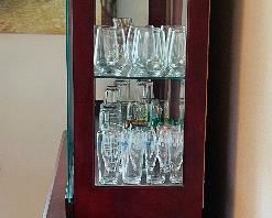 4______$295 		
Modern Sherry finish china cabinet - hutch
Curio cabinet  • 77high 59wide 18deep 