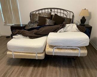 18______$475 		
King size bed metal headboard with adjustable base mattress have always been zipped cover and extra mattress on top. Client is very meticulous 