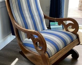 26______$140 		
Rocker chair antique - stripe fabric