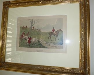 vintage hunt scene  print