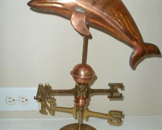 Copper and brass dolphin  weather vane