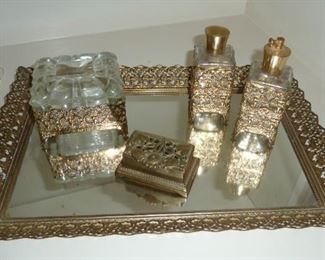 vintage vanity tray and bottles
