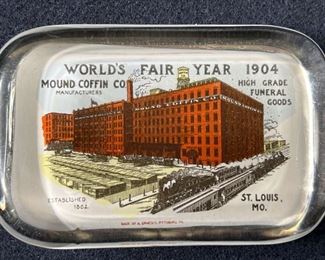 032 Mound Coffin Co St Louis Worlds Fair Paperweight