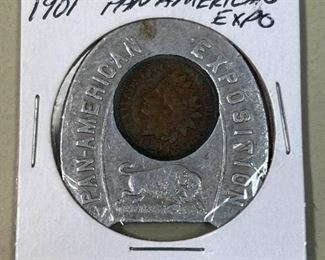 046 1901 Pan American Expo Encased Lucky Penny