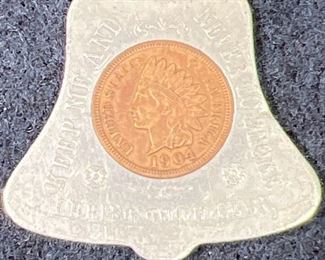 050 1904 St Louis Expo Encased Lucky Penny