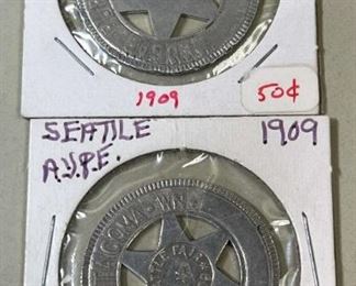 082 Unusual Personalized 1909 Seattle Fair Tokens