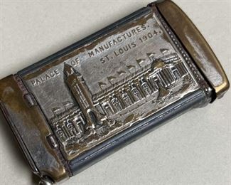 217 1904 St Louis Worlds Fair Match Safe Cigar Cutter