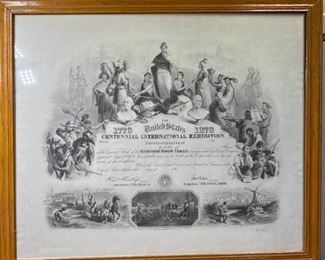 239 1876 Centennial International Exhibition Certificate