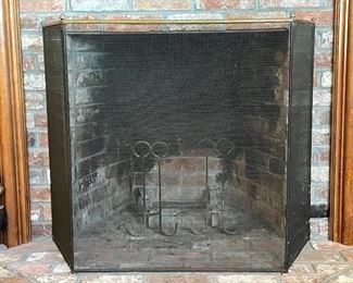 Item 25:  Folding Fireplace Screen:  $24                                                                          Item 26:  Andirons - 17"d x 13.75"h: $38
