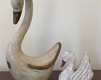 Item 54:  (2) Wood Swans:  $24                                                                                  Tallest - 11.25"