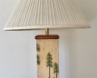 Item 62:  Signed Painted Wood Lamp - 30": $75