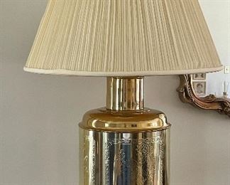 Item 70:  Embossed Brass Lamp - 30":  $115