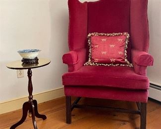 Item 77:  "Hermes Crimson" Velvet Library Chair - 32"l x 23"w x 48.5"h:  $325