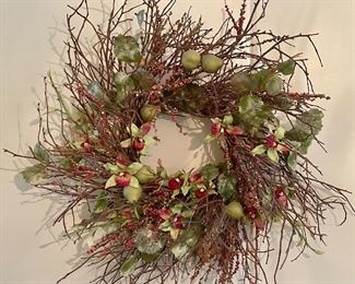 Item 84:  Twig Wreath with Faux Pears - 24":  $24