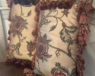 Item 87:  (2) Silk Pillows with Tassel Fringe:  $48